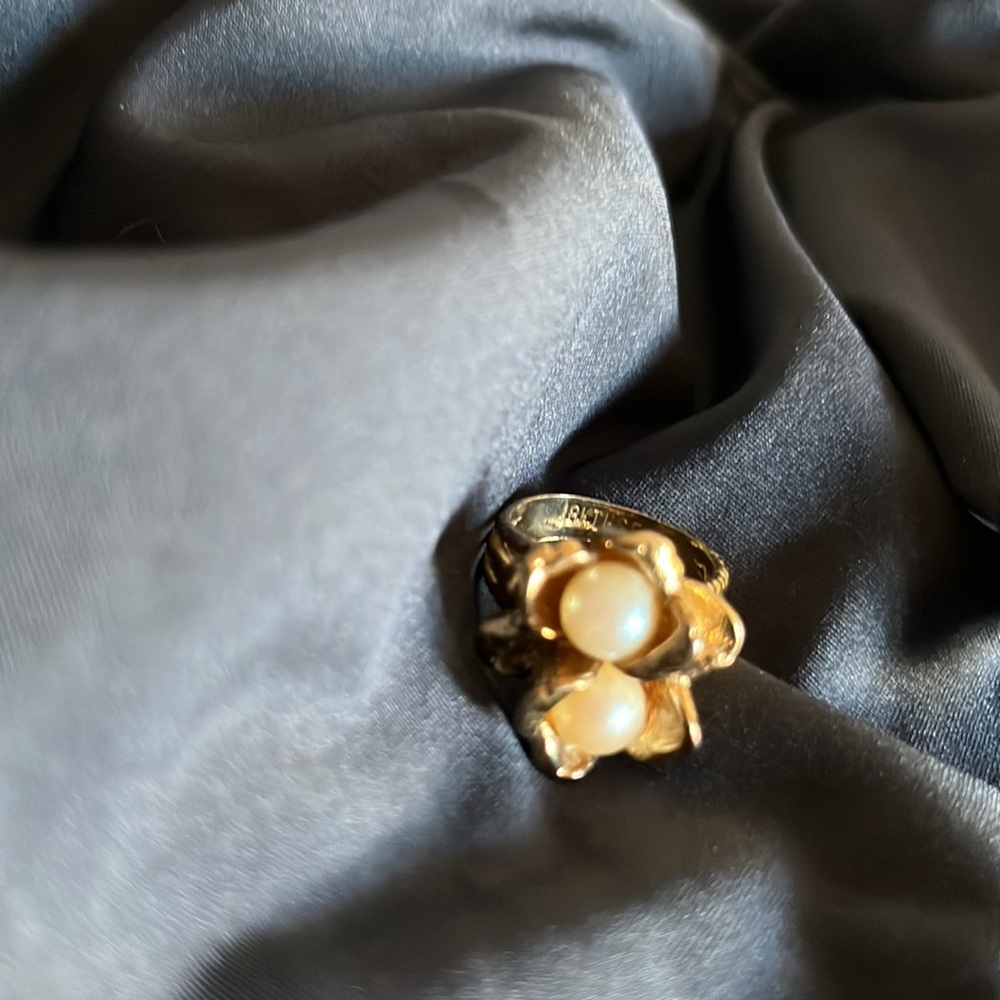 Gold Pearl Floral Ring - Women Jewelry